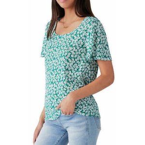 NWT Lucky Brand Women's Flutter Sleeve Floral Blouse Green Size XL $45 8HL125